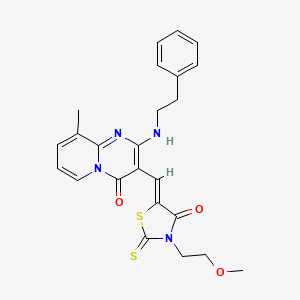 3-{[3-(2-methoxyethyl)-4-oxo-2-thioxo-1,3-thiazolidin-5-ylidene]methyl}-9-methyl-2-[(2-phenylethyl)amino]-4H-pyrido[1,2-a]pyrimidin-4-one