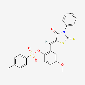 4-methoxy-2-[(4-oxo-3-phenyl-2-thioxo-1,3-thiazolidin-5-ylidene)methyl]phenyl 4-methylbenzenesulfonate