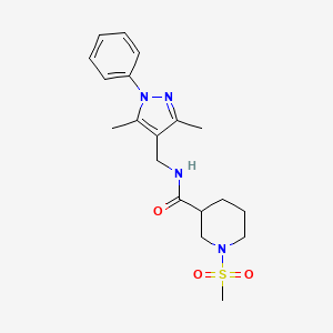 molecular formula C19H26N4O3S B4689889 N-[(3,5-dimethyl-1-phenyl-1H-pyrazol-4-yl)methyl]-1-(methylsulfonyl)-3-piperidinecarboxamide 