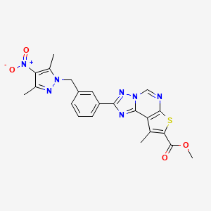 methyl 2-{3-[(3,5-dimethyl-4-nitro-1H-pyrazol-1-yl)methyl]phenyl}-9-methylthieno[3,2-e][1,2,4]triazolo[1,5-c]pyrimidine-8-carboxylate