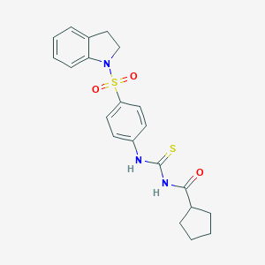 molecular formula C21H23N3O3S2 B468996 N-[[4-(2,3-二氢吲哚-1-磺酰基)苯基]氨基甲酰硫代]环戊烷甲酰胺 CAS No. 713505-14-7