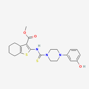 molecular formula C21H25N3O3S2 B4690122 methyl 2-({[4-(3-hydroxyphenyl)-1-piperazinyl]carbonothioyl}amino)-4,5,6,7-tetrahydro-1-benzothiophene-3-carboxylate 