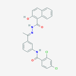 2,4-dichloro-N-{3-[N-(2-hydroxy-1-naphthoyl)ethanehydrazonoyl]phenyl}benzamide