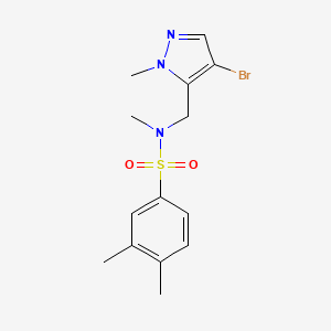 molecular formula C14H18BrN3O2S B4690264 N-[(4-bromo-1-methyl-1H-pyrazol-5-yl)methyl]-N,3,4-trimethylbenzenesulfonamide 