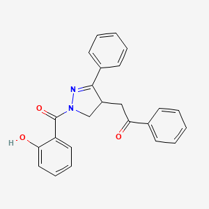 molecular formula C24H20N2O3 B4690281 2-[1-(2-hydroxybenzoyl)-3-phenyl-4,5-dihydro-1H-pyrazol-4-yl]-1-phenylethanone 