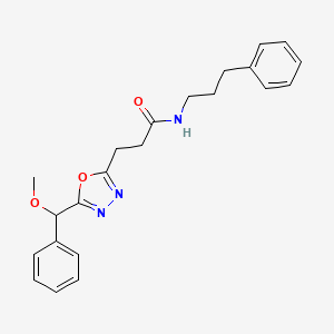 molecular formula C22H25N3O3 B4690301 3-{5-[methoxy(phenyl)methyl]-1,3,4-oxadiazol-2-yl}-N-(3-phenylpropyl)propanamide 