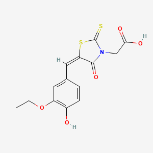 molecular formula C14H13NO5S2 B4690322 [5-(3-ethoxy-4-hydroxybenzylidene)-4-oxo-2-thioxo-1,3-thiazolidin-3-yl]acetic acid 