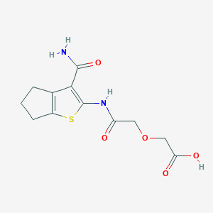 molecular formula C12H14N2O5S B4690410 (2-{[3-(aminocarbonyl)-5,6-dihydro-4H-cyclopenta[b]thien-2-yl]amino}-2-oxoethoxy)acetic acid 