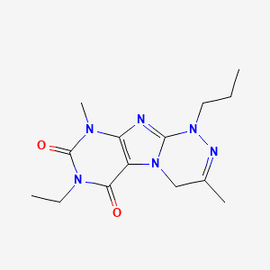 molecular formula C14H20N6O2 B4690426 7-ethyl-3,9-dimethyl-1-propyl-1,4-dihydro[1,2,4]triazino[3,4-f]purine-6,8(7H,9H)-dione 