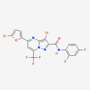 molecular formula C18H7Br2F5N4O2 B4690456 3-bromo-5-(5-bromo-2-furyl)-N-(2,4-difluorophenyl)-7-(trifluoromethyl)pyrazolo[1,5-a]pyrimidine-2-carboxamide 