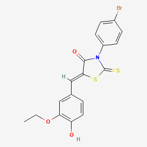 molecular formula C18H14BrNO3S2 B4690484 3-(4-bromophenyl)-5-(3-ethoxy-4-hydroxybenzylidene)-2-thioxo-1,3-thiazolidin-4-one 