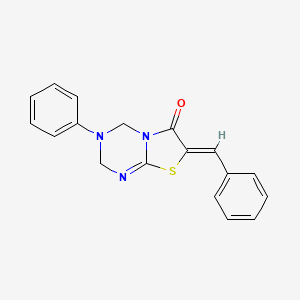 molecular formula C18H15N3OS B4690502 7-benzylidene-3-phenyl-3,4-dihydro-2H-[1,3]thiazolo[3,2-a][1,3,5]triazin-6(7H)-one 