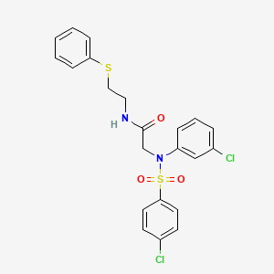 molecular formula C22H20Cl2N2O3S2 B4690526 N~2~-(3-chlorophenyl)-N~2~-[(4-chlorophenyl)sulfonyl]-N~1~-[2-(phenylthio)ethyl]glycinamide 