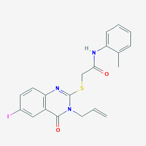 molecular formula C20H18IN3O2S B4690556 2-[(3-allyl-6-iodo-4-oxo-3,4-dihydro-2-quinazolinyl)thio]-N-(2-methylphenyl)acetamide 