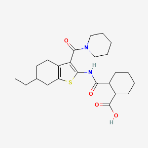 molecular formula C24H34N2O4S B4690564 2-({[6-ethyl-3-(1-piperidinylcarbonyl)-4,5,6,7-tetrahydro-1-benzothien-2-yl]amino}carbonyl)cyclohexanecarboxylic acid 