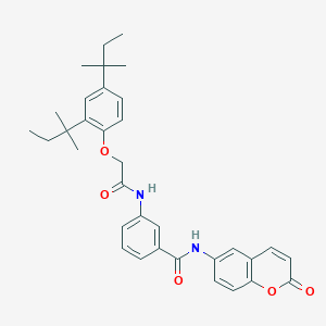 molecular formula C34H38N2O5 B4690588 3-({[2,4-bis(1,1-dimethylpropyl)phenoxy]acetyl}amino)-N-(2-oxo-2H-chromen-6-yl)benzamide 