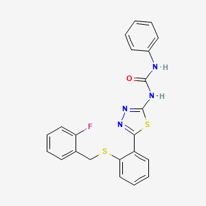 molecular formula C22H17FN4OS2 B4690605 N-(5-{2-[(2-fluorobenzyl)thio]phenyl}-1,3,4-thiadiazol-2-yl)-N'-phenylurea 