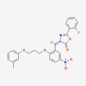 2-(2-fluorophenyl)-4-{2-[3-(3-methylphenoxy)propoxy]-5-nitrobenzylidene}-1,3-oxazol-5(4H)-one