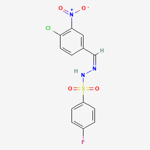 molecular formula C13H9ClFN3O4S B4690670 N'-(4-chloro-3-nitrobenzylidene)-4-fluorobenzenesulfonohydrazide 