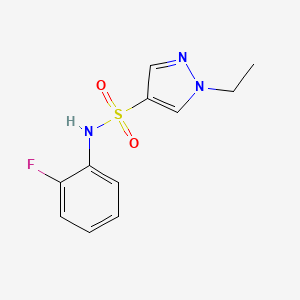 molecular formula C11H12FN3O2S B4690693 1-ethyl-N-(2-fluorophenyl)-1H-pyrazole-4-sulfonamide 