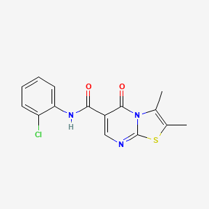 molecular formula C15H12ClN3O2S B4690790 N-(2-chlorophenyl)-2,3-dimethyl-5-oxo-5H-[1,3]thiazolo[3,2-a]pyrimidine-6-carboxamide 