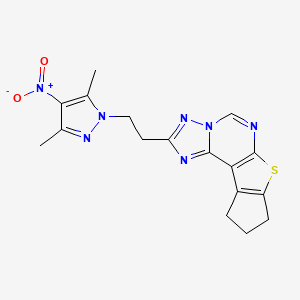 molecular formula C17H17N7O2S B4690864 2-[2-(3,5-dimethyl-4-nitro-1H-pyrazol-1-yl)ethyl]-9,10-dihydro-8H-cyclopenta[4,5]thieno[3,2-e][1,2,4]triazolo[1,5-c]pyrimidine 