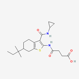 molecular formula C21H30N2O4S B4690891 4-{[3-[(cyclopropylamino)carbonyl]-6-(1,1-dimethylpropyl)-4,5,6,7-tetrahydro-1-benzothien-2-yl]amino}-4-oxobutanoic acid 