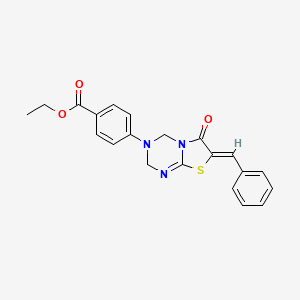 molecular formula C21H19N3O3S B4690902 ethyl 4-(7-benzylidene-6-oxo-6,7-dihydro-2H-[1,3]thiazolo[3,2-a][1,3,5]triazin-3(4H)-yl)benzoate 