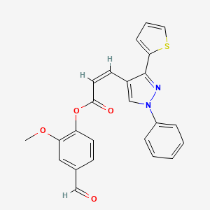 molecular formula C24H18N2O4S B4690959 4-formyl-2-methoxyphenyl 3-[1-phenyl-3-(2-thienyl)-1H-pyrazol-4-yl]acrylate 