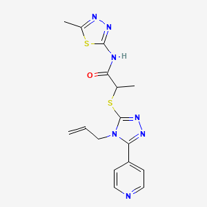 molecular formula C16H17N7OS2 B4690983 2-{[4-allyl-5-(4-pyridinyl)-4H-1,2,4-triazol-3-yl]thio}-N-(5-methyl-1,3,4-thiadiazol-2-yl)propanamide 