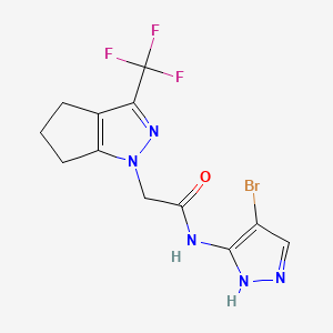 molecular formula C12H11BrF3N5O B4691256 N-(4-bromo-1H-pyrazol-5-yl)-2-[3-(trifluoromethyl)-5,6-dihydrocyclopenta[c]pyrazol-1(4H)-yl]acetamide 