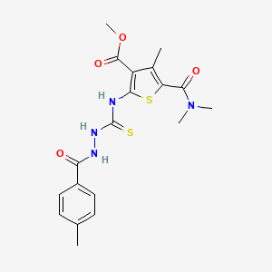 molecular formula C19H22N4O4S2 B4691267 methyl 5-[(dimethylamino)carbonyl]-4-methyl-2-({[2-(4-methylbenzoyl)hydrazino]carbonothioyl}amino)-3-thiophenecarboxylate 