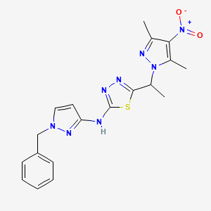 molecular formula C19H20N8O2S B4691299 N-(1-benzyl-1H-pyrazol-3-yl)-5-[1-(3,5-dimethyl-4-nitro-1H-pyrazol-1-yl)ethyl]-1,3,4-thiadiazol-2-amine 