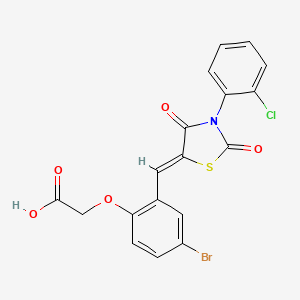 molecular formula C18H11BrClNO5S B4691374 (4-bromo-2-{[3-(2-chlorophenyl)-2,4-dioxo-1,3-thiazolidin-5-ylidene]methyl}phenoxy)acetic acid 