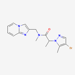 molecular formula C16H18BrN5O B4691388 2-(4-bromo-5-methyl-1H-pyrazol-1-yl)-N-(imidazo[1,2-a]pyridin-2-ylmethyl)-N-methylpropanamide 