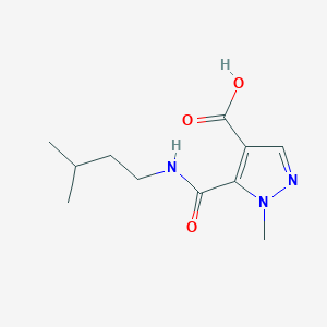 molecular formula C11H17N3O3 B4691502 1-methyl-5-{[(3-methylbutyl)amino]carbonyl}-1H-pyrazole-4-carboxylic acid 