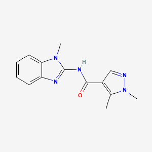 molecular formula C14H15N5O B4691506 1,5-dimethyl-N-(1-methyl-1H-benzimidazol-2-yl)-1H-pyrazole-4-carboxamide 