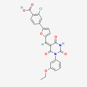 2-chloro-4-(5-{[1-(3-ethoxyphenyl)-2,4,6-trioxotetrahydro-5(2H)-pyrimidinylidene]methyl}-2-furyl)benzoic acid