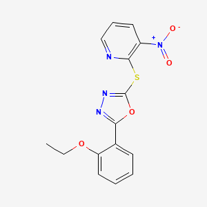 molecular formula C15H12N4O4S B4691602 2-{[5-(2-ethoxyphenyl)-1,3,4-oxadiazol-2-yl]thio}-3-nitropyridine 