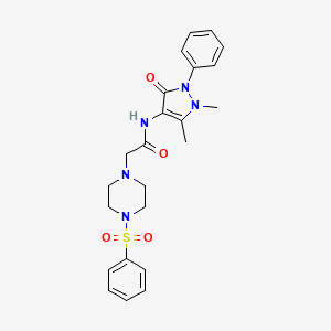 molecular formula C23H27N5O4S B4691608 N-(1,5-dimethyl-3-oxo-2-phenyl-2,3-dihydro-1H-pyrazol-4-yl)-2-[4-(phenylsulfonyl)-1-piperazinyl]acetamide 