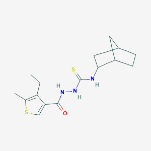 molecular formula C16H23N3OS2 B4691627 N-bicyclo[2.2.1]hept-2-yl-2-[(4-ethyl-5-methyl-3-thienyl)carbonyl]hydrazinecarbothioamide 