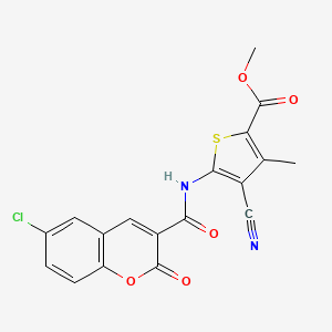 methyl 5-{[(6-chloro-2-oxo-2H-chromen-3-yl)carbonyl]amino}-4-cyano-3-methyl-2-thiophenecarboxylate