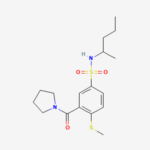 molecular formula C17H26N2O3S2 B4691648 N-(1-methylbutyl)-4-(methylthio)-3-(1-pyrrolidinylcarbonyl)benzenesulfonamide 