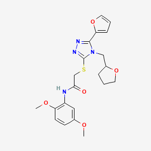 molecular formula C21H24N4O5S B4691672 N-(2,5-dimethoxyphenyl)-2-{[5-(2-furyl)-4-(tetrahydro-2-furanylmethyl)-4H-1,2,4-triazol-3-yl]thio}acetamide 