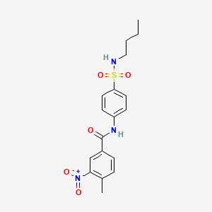 molecular formula C18H21N3O5S B4691718 N-{4-[(butylamino)sulfonyl]phenyl}-4-methyl-3-nitrobenzamide 