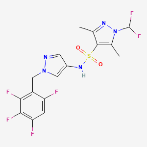 molecular formula C16H13F6N5O2S B4691793 1-(difluoromethyl)-3,5-dimethyl-N-[1-(2,3,4,6-tetrafluorobenzyl)-1H-pyrazol-4-yl]-1H-pyrazole-4-sulfonamide 