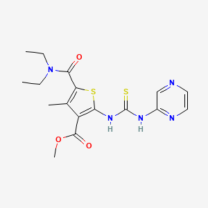 molecular formula C17H21N5O3S2 B4691807 methyl 5-[(diethylamino)carbonyl]-4-methyl-2-{[(2-pyrazinylamino)carbonothioyl]amino}-3-thiophenecarboxylate 