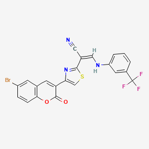 molecular formula C22H11BrF3N3O2S B4691813 2-[4-(6-bromo-2-oxo-2H-chromen-3-yl)-1,3-thiazol-2-yl]-3-{[3-(trifluoromethyl)phenyl]amino}acrylonitrile 