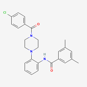 molecular formula C26H26ClN3O2 B4691821 N-{2-[4-(4-chlorobenzoyl)-1-piperazinyl]phenyl}-3,5-dimethylbenzamide 