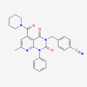 molecular formula C28H25N5O3 B4691880 4-{[7-methyl-2,4-dioxo-1-phenyl-5-(1-piperidinylcarbonyl)-1,4-dihydropyrido[2,3-d]pyrimidin-3(2H)-yl]methyl}benzonitrile 